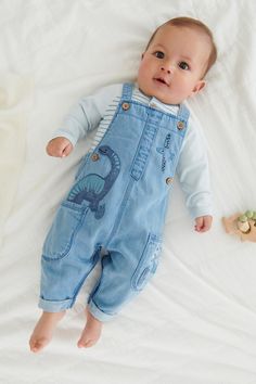 Set includes soft cotton dungarees with dinosaur appliqué and lining for comfort and long sleeve bodysuit. With nickel free poppers to ensure no irritation to delicate skin. Machine washable. Bodysuit 100% Cotton.  Dungaree Main 100% Cotton. Lining 65% Polyester, 35% Cotton. Baby Trends, Photo Bb, Mouse Images, Babies Fashion, Cotton Dungaree, Child Clothes