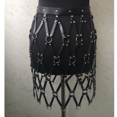 Hand Made Leather Cage Skirt Cage Skirt, Black Silver, Hand Made, Womens Skirt, Skirt, Leather, Silver, Women Shopping, Black