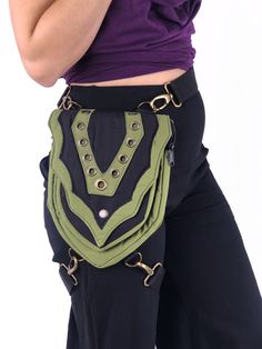 "Now includes a snap closure! This all in one belt and bag is out of this world! Comes in great colors and is easily adjustable. We tried a new fabric for the belt attachment its a sturdy and strong belt available only in black. This belt fits many body types it does include a leg strap which can be used around your leg, or waist if you run petite. You can then switch the waist belt for the leg strap and wrap twice for another look. Small Pocket: Width 6.5\" Depth 7.5\" Large Pocket: Width 8\" D Pixie Belt, Pirate Belt, Belt Pocket, Festival Belt, Canvas Belt, Leg Belt, Utility Belt, Belt Style, Belt Pouch