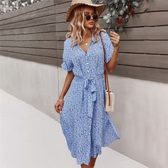 Chic Dress Elegant, Short Frock Design, Design Frock, Floral Dress Spring, Spring Outfits Cute, Vestidos Boho, The Greenbrier, Dress Summer Casual, Women Fashion Design