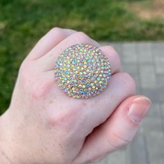 Even Prettier In Person! Size: Adjustable Metal: Zinc Alloy Size: 2” Adjustable Multicolor Crystal Ring For Party, Adjustable Crystal Ring With Rhinestones, Adjustable Crystal Rhinestone Ring, Adjustable Multicolor Sparkling Jewelry, Adjustable Sparkling Multicolor Jewelry, Princess Diamond Ring, Turtle Ring, Crossover Ring, Spiral Ring