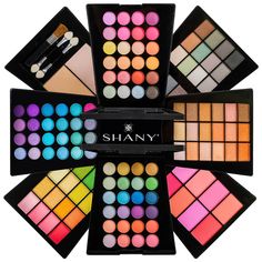 Sometimes a little irony is good. The SHANY Beauty Cliche is hardly something that has been done before. With its unique windmill design, this kit slides, twists, and opens to reveal the best and most flattering shades for everyone. It includes a whopping 122 eye shadow shades, two face powders, eight powder blushes, and applicators. Each shade is luxuriously soft, true-to-color, and comes with a pearl or matte finish. Are you on-the-go? This kit has two large built in mirrors to ease your makeu Best Makeup Palettes, Makeup Pallets, Makeup Kits, Makeup Sets, Makeup Gift Sets, Makeup Palettes, Makeup Stuff, Makeup Gift, Makeup Set