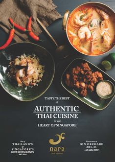 an advertisement for authentic thai cuisine