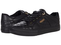 GUESS Loven - Women's Shoes : Black 1 : Create a chic and fresh look in the quilted man-made GUESS Loven sneakers featuring a breathable man-made lining and lightly cushioned, stationed insole. Easy lace-up design and signature logo hardware detail at front. Round toe. Man-made sole. Imported. Measurements: Weight: 14 oz Product measurements were taken using size 9, width M. Please note that measurements may vary by size. Weight of footwear is based on a single item, not a pair. Synthetic High-top Sneakers With Embossed Logo And Round Toe, High-top Sneakers With Embossed Logo And Round Toe, High-top Synthetic Sneakers With Embossed Logo And Round Toe, Casual Lace-up High-top Sneakers With Embossed Logo, Casual Sneakers With Embossed Logo, Trendy Low-top Sneakers With Embossed Logo, Casual High-top Platform Sneakers With Embossed Logo, Guess Fashion, Guess Sneakers