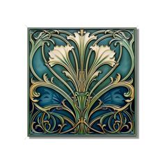 an art nouveau design with gold and blue