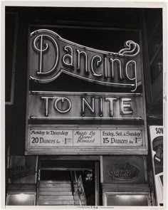 an old neon sign that says dance to nite