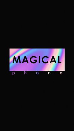 the words'magic phone'are shown against a black background with an iridescent effect