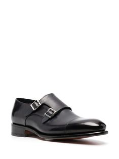 Shop Santoni double-buckle leather monk shoes with Express Delivery - FARFETCH Luxury Plain Toe Dress Shoes With Buckle Closure, Elegant Calf Leather Shoes With Buckle Closure, Luxury Leather Business Shoes With Buckle Closure, Classic Formal Leather Shoes With Tang Buckle, Luxury Dress Shoes With Buckle Closure, Luxury Business Dress Shoes With Buckle Closure, Formal Monk Strap Shoes With Tang Buckle, Elegant Dress Shoes With Buckle Closure And Almond Toe, Luxury Formal Dress Shoes With Tang Buckle