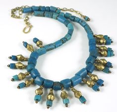 Old Sandcast Beads in turquoise ... Turquoise Bracelet, Turquoise Necklace, Beaded Necklace, Turquoise, Beads