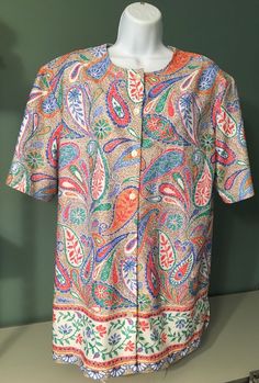 Early 1970's Vera Neumann Groovy Paisley Polyester Button Front Blouse XLarge?  #Vera Vera Neumann, Granny Chic, Accessories Vintage, Vintage Women, Vintage Clothes, Etsy Fashion, Ebay Fashion, Vintage Clothing, Etsy Finds