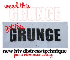 the word grunge is written in black and red on a white background with an orange border