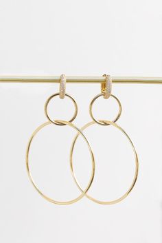 Versatility has never looked so fabulous! Our first adjustable hoops are here. Bring on the drama by wearing the Leona Hoops with all three layers, or go for a more subtle look by detaching the two larger hoops and sticking with the CZ-encrusted huggies. Fall Rings, Fall Holidays, Holiday Jewelry, The Drama, Holiday Collection, Holiday Fashion, The Two, Gold Earrings, Gold Jewelry