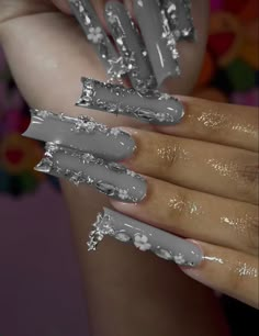 Nails With Hanging Charms, Nails With Lots Of Charms, Nails With A Lot Of Charms, Punk Nails, Nails Coffin Short, Colored Acrylic Nails, Colored Acrylic, Glow Nails