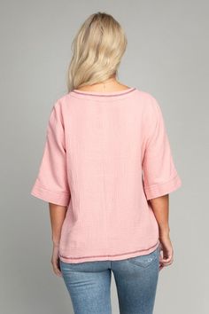 This pocket V neck top from Nuvi apparel is made with a textured fabric for maximum comfort. It has dolman sleeves and an elbow length for a flattering fit. Plus, there's an eye-catching detail of a pocket with contrast color stitching. Perfect for any occasion, this top is made with 100% cotton and can be machine washed for easy care. This top exudes a timeless style with its dolman sleeves and elbow length 🤩. Crafted with 100% cotton, the pocket v neck top is supremely comfortable and can be Stitch Shirts, Stitch Shirt, V Neck Top, Steam Iron, Elbow Sleeve, Contrast Stitch, Sheer Fabrics, Dolman Sleeve, V Neck Tops