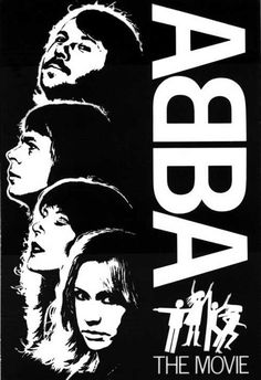 an advertisement for the movie aaba with three people in black and white on it