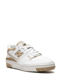 New Balance 550 "White Beige" Sneakers - Farfetch New Balance 550 White, Beige Highlights, Shopping Online Logo, New Balance White, Beige Sneakers, Balance Sneakers, New Balance Sneakers, Running Shoes Sneakers, Suede Sneakers