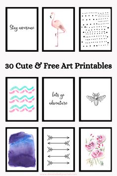 the 30 cute and free art printables for kids to use on their walls