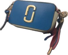 Blue Square Bag With Gold-tone Hardware, Blue Square Bags With Gold-tone Hardware, Blue Rectangular Shoulder Bag With Branded Hardware, Blue Rectangular Bags With Branded Hardware, Marc Jacobs Snapshot Bag, Bags Marc Jacobs, Marc Jacobs Logo, Small Duffle Bag, Marc Jacobs Crossbody Bag