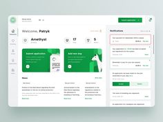 a web page with green and white icons