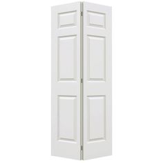 an open white door is shown on a white background and it has two doors in the middle