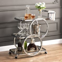 PRICES MAY VARY. 【Safe & Durable】Beverage bar cart is made of metal frame and adopt chrome process sturdy enough and brighter than others. The 3 shelves of storage cart is made of safety-tempered glass, you don't have to worry about the harmful emissions at all. 【Larger Storage Space】The size of 3 tier rolling bar cart is 30.9''W* 17.9''D* 31.5''H, allowing it enough room to hold drinks, snacks or plants on each level as well as making it convenient enough to place in kitchen, entryway, dining r Carts On Wheels, Mobile Bar Cart, Kitchen Carts On Wheels, Kitchen Carts, Wine Cart, Family Bar, Bar Serving Cart, Modern Bar Cart, Metal Bar Cart