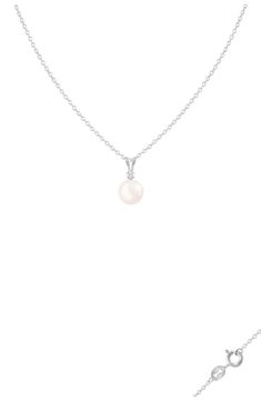 SPLENDID PEARLS Sterling Silver Diamond Accented 7-7.5mm Freshwater Pearl Pendant Necklace | Nordstromrack Wedding Pearl Pendant Necklace, Dainty Chain Necklace, Dainty Chain, Pearl Pendant Necklace, Pearl Wedding, Pearl Diamond, Pearl Size, Pearl Drop, Silver Diamonds