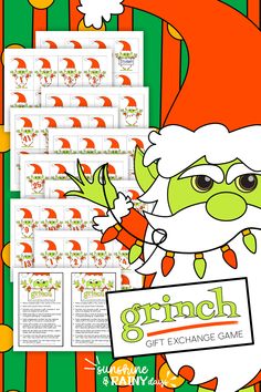 an orange and green christmas themed printable game with santa claus holding a carrot in his hand