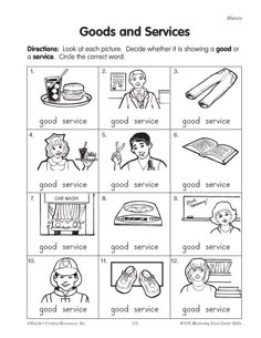 the worksheet for good and service