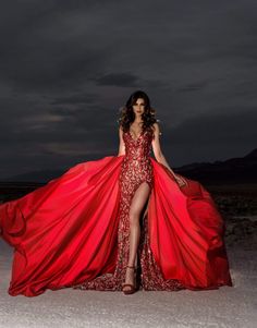 Aphrodite Red Bespoke Sequin Pageant Gown - Debbie Carroll