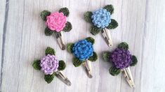 Diy Crochet, Crochet Flowers, Hydrangea, Flower Art, Hair Clips, Crochet Patterns