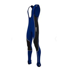 a pair of men's bib tights in blue and black with the word,