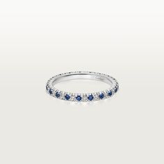 CRB4232000 - Étincelle de Cartier wedding band - Platinum, sapphires, diamonds Cartier Wedding Band, Cartier Diamond Rings, Cartier Wedding Bands, Cartier Wedding Rings, Band Rings Women, Platinum Wedding Rings, Platinum Wedding, White Gold Wedding Bands, White Gold Wedding Rings