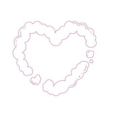 a drawing of a heart with clouds in the shape of a smokestack on a white background