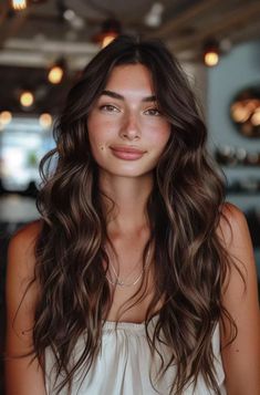 38 Divine Dark Brown Hair Balayage Hairstyles For Beautiful Dimensional Hair Brunette Low Lights Balayage, Dark Brown Hair Olive Skin, Ashy Dimensional Brunette, Dimensional Dark Brown Hair, Dimensional Brown Hair, Dimensional Brown, Fall Hair Inspo, Chocolate Brown Hair Color Ideas