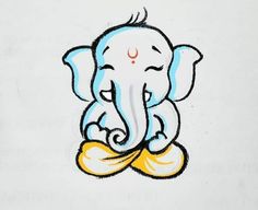 an elephant with its eyes closed sitting on a yellow blanket in front of a white wall