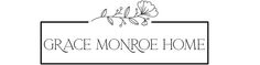 the grace monroe home logo on a white background with black and white flowers in it