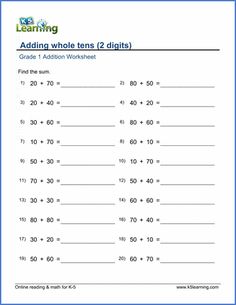 the worksheet for adding whole tenss and ones is shown in this image