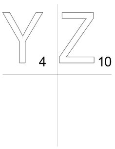 the letters y and y are shown in black and white, with one letter missing