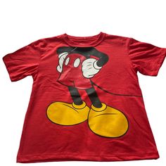 Disney Little Boys Red Mickey Mouse Body T-Shirt Size: 5/6 New Without Tags A Fun T-Shirt For All Mickey Mouse Fans. Playful Red Character Print T-shirt, Playful Red Cartoon Print T-shirt, Playful Red T-shirt With Cartoon Print, Playful Red T-shirt With Character Print, Playful Red Mickey Mouse Top, Red Crew Neck T-shirt With Cartoon Print, Fun Red Minnie Mouse T-shirt, Red Minnie Mouse Short Sleeve Top, Fun Red Minnie Mouse Top