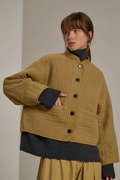 Veste Patchouli - Beige - Coton - Femme Oversized Quilted Jacket For Workwear, Oversized Quilted Jacket For Fall Workwear, Oversized Beige Puffer Jacket With Pockets, Oversized Quilted Jacket For Winter Workwear, Beige Long Sleeve Quilted Jacket For Work, Beige Quilted Jacket For Work, Beige Quilted Jacket For Fall Workwear, Beige Quilted Outerwear For Work, Oversized Casual Quilted Jacket For Work