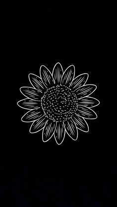 a black and white drawing of a sunflower on a dark background with the words, i