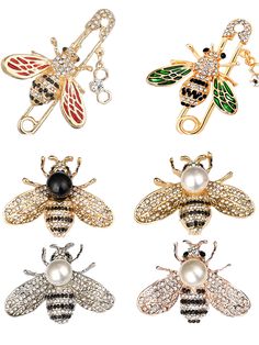 PRICES MAY VARY. What you will receive: You will receive 6 bee brooches for women. Can be worn on hats, clothes, bags and other clothing to decorate yourself. Material: Made of high-quality alloy, very good quality, can be worn for a long time, inlaid with multiple crystals, sparkling under the light. Application Scenario: You can wear this exquisite brooch to attend dinner parties, themed events, important meetings, birthday parties, etc., to bloom your unique personal charm. PERFECT GIFT: On i Elegant Brooch, Bee Pin, Steel Flowers, Women's Fashion Set, Bee Jewelry, Bee Brooch, Sister Wife, Themed Events, Enamel Lapel Pin