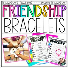 a poster with the words friendship bracelets on it and pictures of people holding hands