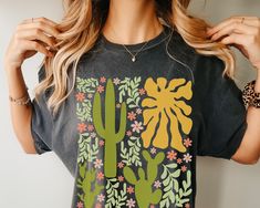 Funky Tshirts Designs Graphic Tees, Bohemian Spring T-shirt With Graphic Print, Bohemian T-shirt For Spring Vacation, Bohemian Style T-shirt For Spring Vacation, Summer Bohemian Tops With Plant Print, Bohemian Summer Tops With Plant Print, Spring Bohemian Tops With Plant Print, Bohemian Tops With Plant Print For Summer, Hippie Tops With Funny Print For Spring