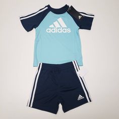 Adidas Stripe Shirt & Shorts 2-Piece Outfit Sz 12m, Hazy Sky Color New With Tags Ships From Smoke Free Pet Free Home Playful Sports Cotton Sets, Cotton Sports Set With Shorts, Cotton Sports Sets In Short Style, Blue Cotton Short Set For Playwear, Blue Cotton Sporty Sets, Sporty Blue Cotton Sets, Playful Blue Sets For Playwear, Blue Short Sleeve Sets For Playwear, Playful Summer Sports Sets