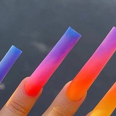 LILY NGUYEN   🌸✨💅🏻 on Instagram: "it’s finally summer!! this screams summer sunsets 🌅✨also, we love a good ombré gradient 😍

using my fav matte top and flat square tips from @clawlyshop ✨
.
.
. #nails #nailart #nailspromagazine #nailworkshop #nailclass #nailtutorial #durhamnailtech #pdxnailtech #portlandnails  #durhamnails  #greensboronailtech #greensboronails #miaminails #fortlauderdalenails #atlnails #summernails #colorfulnails"