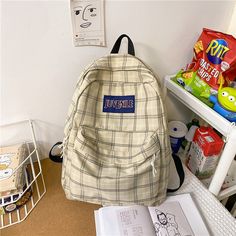 Fashion College School Bag Casual New Simple Women Backpack Plaid Book Packbags for Teenage Girls Travel Shoulder Bag Rucksack Compare with A4 Book Details Show Angle Show Type 6729 Compare with IPad Details Show Angle Show [23y 7m 19d School Backpack College, College School Bag, Fashion College, School Bag College, Kawaii Backpack, Bags For Teens, College School, School Bags For Girls, Teenage Girls