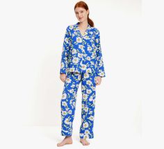 Live that lounge life 24-7 in these comfy cool printed PJs. | Kate Spade Sunshine Floral Long Pj Set - XS Pj Sets, Kate Spade New York, Kate Spade, Lounge, Clothes For Women, Floral