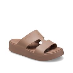 Crocs-Getaway H-Band Sandal - Women's Elevate a beach day by finishing your look with the Getaway H-Band sandal from Crocs. The platform design is crafted with the same material as your favorite pair but is complete with a trendy touch for an elevated look. Crocs Sandals, Platform Design, The Platform, Shoe Size Chart, Strap Sandals, Beach Day, Summer Wardrobe, Dark Brown, Womens Sandals