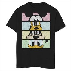 a black t - shirt with an image of donald duck and goofy duck on it